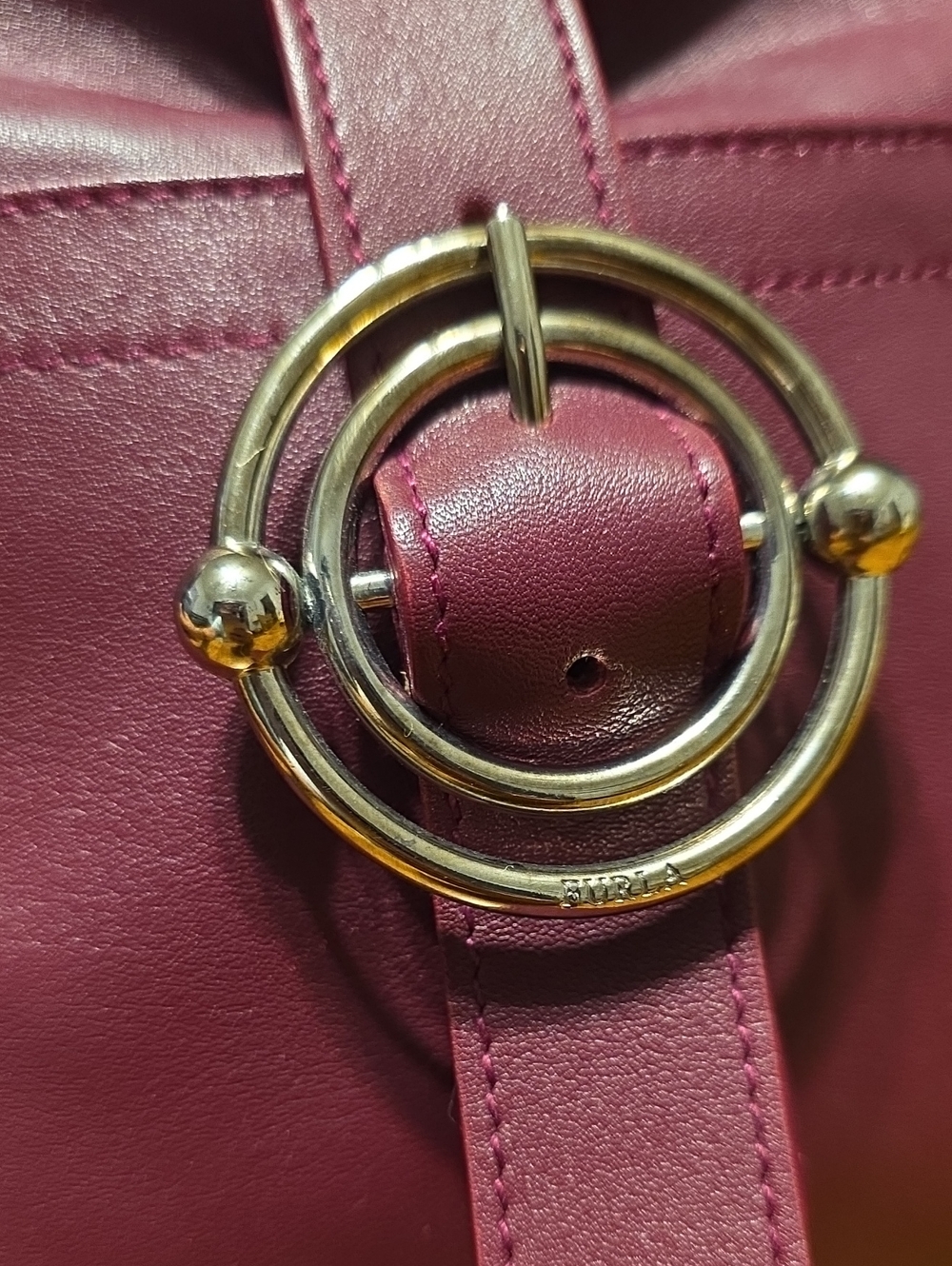 Low start Furla Vintage, Made in Italy, Burgundy Leather, XXth Century. IN EUC - Picture 4 of 15